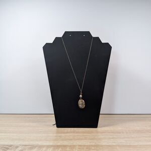 31" Long Pendant Necklace Brown Stone Beaded Boho Chain Vintage Style Jewelry